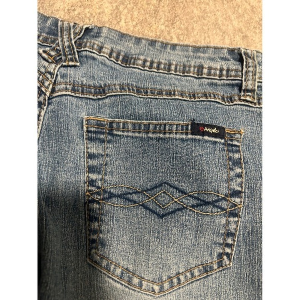 Angels Butterfly Embroidered Flare Leg Jeans Medium Wash Blue Y2K Size 9 - Picture 7 of 9